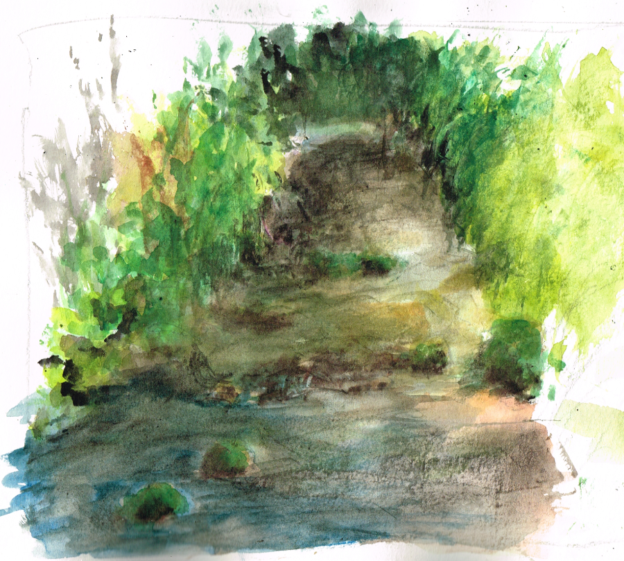 My watercolor painting of a nearby creek. Painted by artist Bryan Skinnell