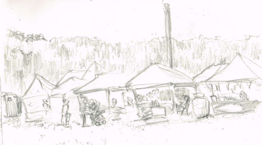 A view of the Bedford County fair of 2024 that I enjoyed recently. Drawing by artist Bryan Skinnell.